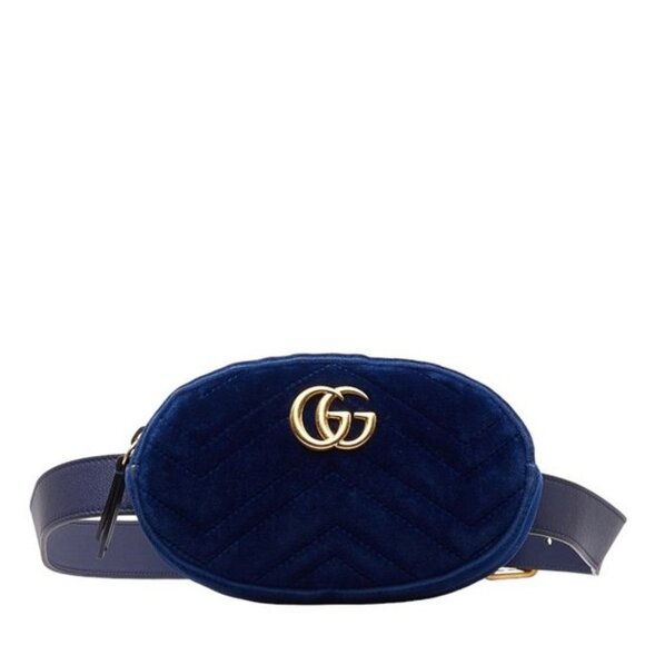 NWT Gucci GG Marmont Quilted Waist Bag Belt Bag Navy - Picture 1 of 16